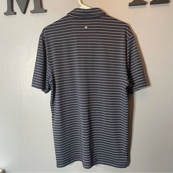 Arnold Palmer Men's Striped Polo golf Shirt - Navy Blue and white size medium - Picture 6 of 7